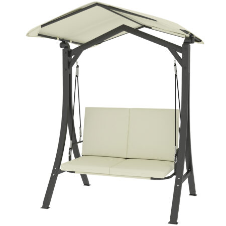 Hollywoodschaukel 2-Sitzer mit Sonnendach bis 220kg cremeweiss