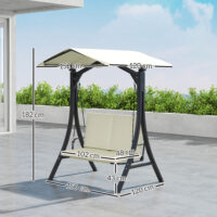 Hollywoodschaukel 2-Sitzer mit Sonnendach bis 220kg cremeweiss