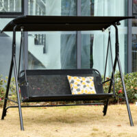 Hollywoodschaukel 2-Sitzer Gartenschaukel verstellbar UV-beständig schwarz