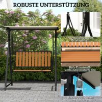 Hollywoodschaukel 2-Sitzer mit verstellbarem Sonnendach schwarz