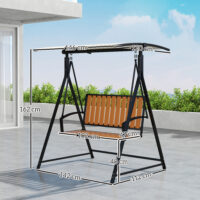 Hollywoodschaukel 2-Sitzer mit verstellbarem Sonnendach schwarz