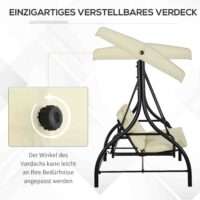 Hollywoodschaukel Gartenschaukel 3 Sitzer mit Sonnendach