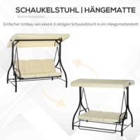 Hollywoodschaukel Gartenschaukel 3 Sitzer mit Sonnendach