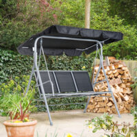 Hollywoodschaukel 3-Sitzer mit verstellbarem Sonnendach für Garten