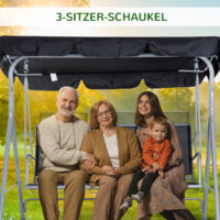 Hollywoodschaukel 3-Sitzer mit verstellbarem Sonnendach für Garten