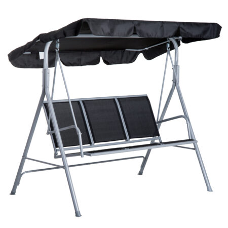Hollywoodschaukel 3-Sitzer mit verstellbarem Sonnendach für Garten