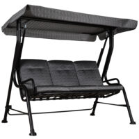 Hollywoodschaukel 3-Sitzer mit verstellbarem Sonnendach für Garten