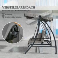 Hollywoodschaukel Gartenschaukel mit Baldachin für Garten grau