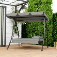Hollywoodschaukel Gartenschaukel mit Baldachin für Garten grau