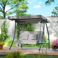 Hollywoodschaukel Gartenschaukel mit Baldachin für Garten grau