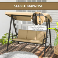 Hollywoodschaukel Gartenschaukel mit Sonnendach beige braun