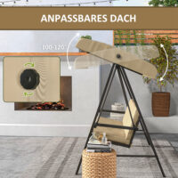 Hollywoodschaukel Gartenschaukel mit Sonnendach beige braun