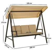 Hollywoodschaukel Gartenschaukel mit Sonnendach beige braun