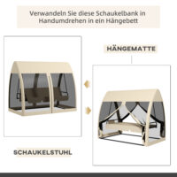 Hollywoodschaukel 3-Sitzer mit Bettfunktion und Mückennetz