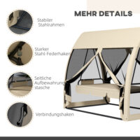 Hollywoodschaukel 3-Sitzer mit Bettfunktion und Mückennetz