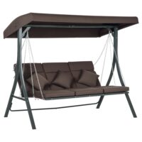 Hollywoodschaukel 3 Personen mit verstellbarem Sonnendach braun