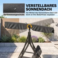 Hollywoodschaukel 3-Sitzer wetterfest für Garten schwarz