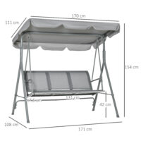 Hollywoodschaukel 3-Sitzer mit Sonnendach für Garten und Terrasse