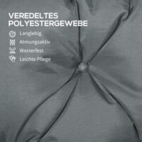 Dunkelgraue Hollywoodschaukel mit bequemen Kissen.