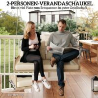 Hollywoodschaukel Gartenschaukel 2-Sitzer Rattan mit Kissen beige