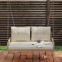 Hollywoodschaukel Gartenschaukel 2-Sitzer Rattan mit Kissen beige