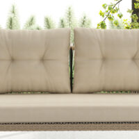 Hollywoodschaukel Gartenschaukel 2-Sitzer Rattan mit Kissen beige