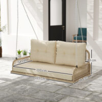 Hollywoodschaukel Gartenschaukel 2-Sitzer Rattan mit Kissen beige