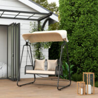 Hollywoodschaukel Gartenschaukel 2-Sitzer Rattan mit Sonnendach und Kissen für Garten