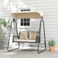 Hollywoodschaukel Gartenschaukel 2-Sitzer Rattan mit Sonnendach und Kissen für Garten