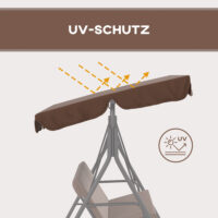 Hollywoodschaukel 3-Sitzer wetterfest mit verstellbarem Dach