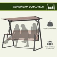 Hollywoodschaukel Gartenschaukel 3-Sitzer wetterfest mit Sonnendach