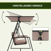 Hollywoodschaukel Gartenschaukel 3-Sitzer wetterfest mit Sonnendach
