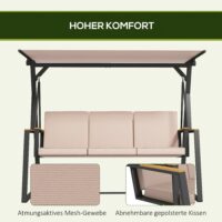 Hollywoodschaukel Gartenschaukel 3-Sitzer wetterfest mit Sonnendach