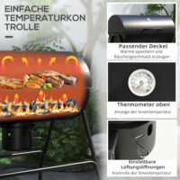 Holzkohlegrill BBQ Smoker mit Deckel Thermometer und Rädern