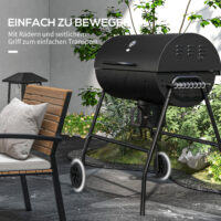Holzkohlegrill BBQ Smoker mit Deckel Thermometer und Rädern