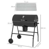 Holzkohlegrill BBQ Smoker mit Deckel Thermometer und Rädern