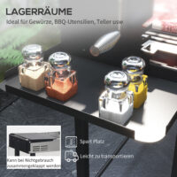 Holzkohlegrill BBQ Grill mit Drehspiess und verstellbarem Rost