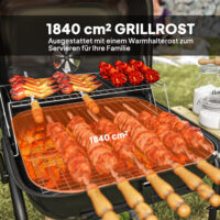 Holzkohlegrill Grillwagen mit Deckel Räder und Ablage