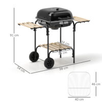 Holzkohlegrill Grillwagen mit Deckel Räder und Ablage