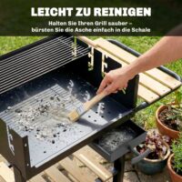 Holzkohlegrill Grillwagen höhenverstellbar mit Ablage und Rädern