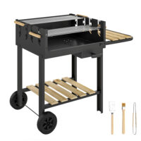 Holzkohlegrill Grillwagen höhenverstellbar mit Ablage und Rädern