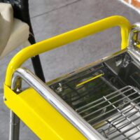 Holzkohlegrill klappbar mit 2 Grillrosten aus Edelstahl, Farbe Gelb.