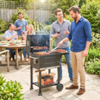 Holzkohlegrill Grillwagen kompakt mit Deckel Thermometer