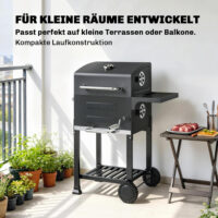 Holzkohlegrill Grillwagen kompakt mit Deckel Thermometer