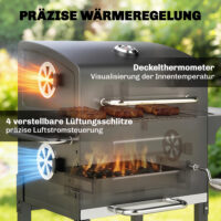 Holzkohlegrill Grillwagen kompakt mit Deckel Thermometer