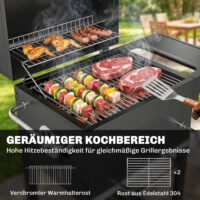 Holzkohlegrill Grillwagen kompakt mit Deckel Thermometer