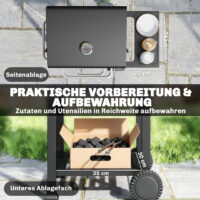 Holzkohlegrill Grillwagen kompakt mit Deckel Thermometer