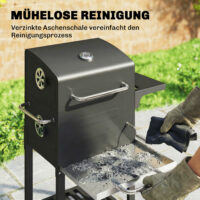 Holzkohlegrill Grillwagen kompakt mit Deckel Thermometer