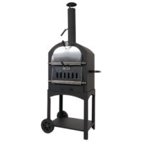Holzkohlegrill schwarz mit integriertem Pizzaofen Grillrost und Pizzastein