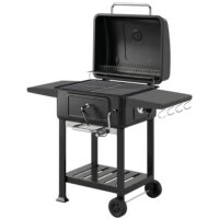 Holzkohlegrill BBQ Smoker mit Deckel und Thermometer